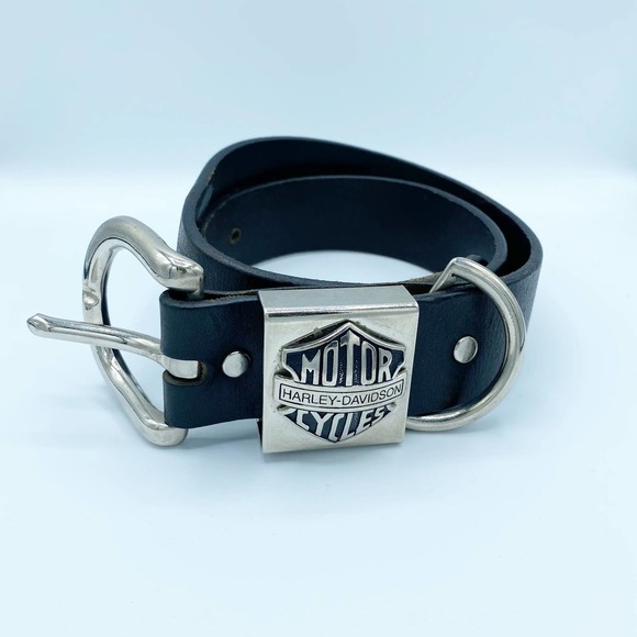 Harley-Davidson Other - Harley Davidson Black Leather Belt Silver Buckle